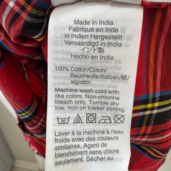 J.Crew Factory Red Tartan Plaid Ruffle-Neck Blouse – XL - Picture 3 of 3